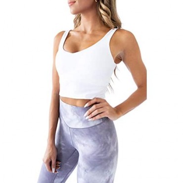 Kamo Fitness Ellyn Tank Top Crop Sports Bra for Women Soft Padded Built-in Bra Longline Yoga Running Workout