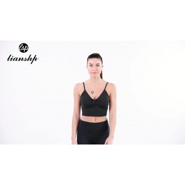 Lianshp Longline Sports Bra for Women Workout Crop Top Tank Padded Wirefree Yoga Bra