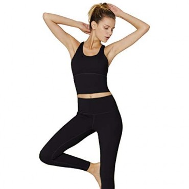light & leaf Longline Sports Bra Padded Workout Crop Yoga Bra Tops for Women