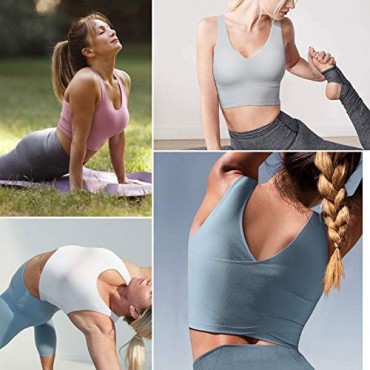 Longline Sports Bras for Women Workout Padded Sports Yoga Bra Tank Tops Crop Top
