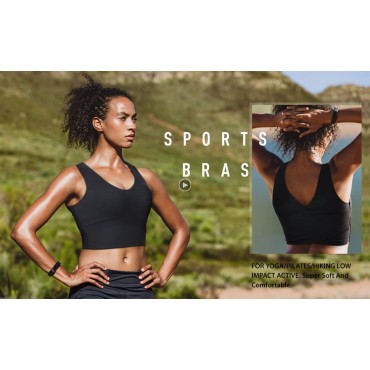 Longline Sports Bras for Women Workout Padded Sports Yoga Bra Tank Tops Crop Top