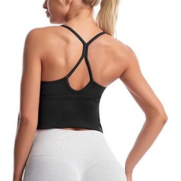 Lushforest Sports Bras Women Yoga Bra Longline Removable Bra Tank Top Workout Fitness Gym Camisole Yoga Running Shirts