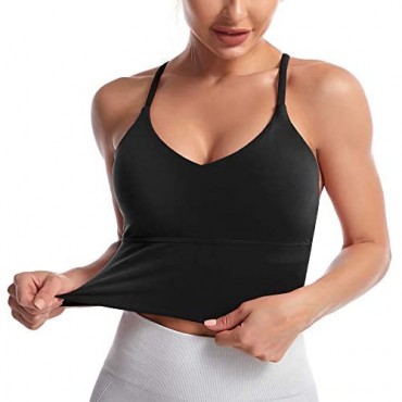 Lushforest Sports Bras Women Yoga Bra Longline Removable Bra Tank Top Workout Fitness Gym Camisole Yoga Running Shirts
