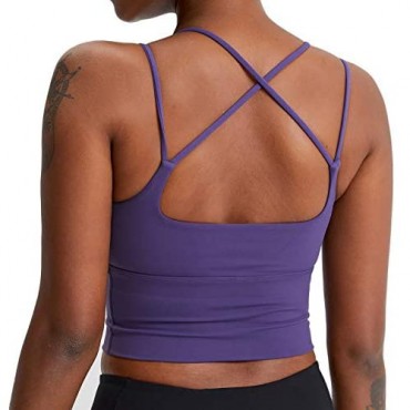 Nanomi Beauty Padded Strappy Sports Bras for Women Yoga Crop Tank Tops Fitness Gym Workout Tops