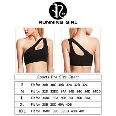 RUNNING GIRL One Shoulder Sports Bra Removable Padded Yoga Top Post-Surgery Wirefree Sexy Cute Medium Support