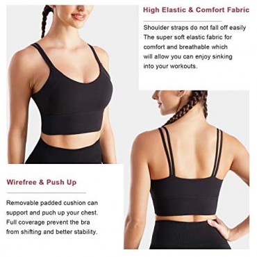 TrainingGirl Racerback Yoga Sports Bra for Women Wirefree Padded Support Strappy Workout Crop Top Bra