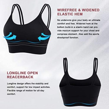 TrainingGirl Racerback Yoga Sports Bra for Women Wirefree Padded Support Strappy Workout Crop Top Bra
