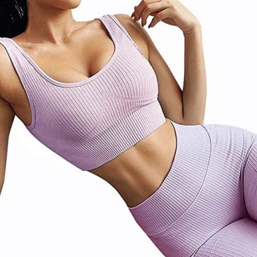 Two Piece Outfits For Women- Sports Bras High Waisted Leggings Workout Clothes For Yoga Gym…