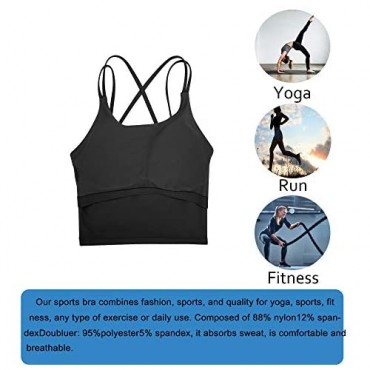 VORCY Womens Padded Sports Bra Fitness Workout Running Camisole Crop Top with Built in Bra