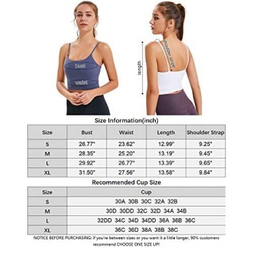 Women's Padded Sports Bra Longline Yoga Cami Crop Tank Tops Seamless Fitness Workout Running Top for Women