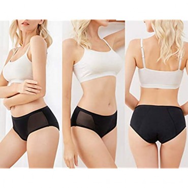 Absorbent Leakproof Panty for Tweens & Women Protective Underwear Postpartum Briefs(3XBlack XXL)