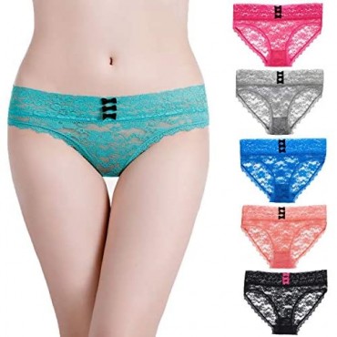 Boosen 6-Pack Panties for Women Sexy Lace Breathable Underwear Mid Rise Briefs Plus Size