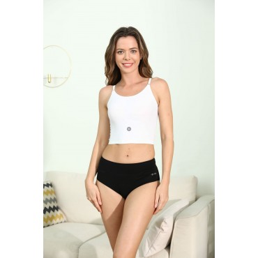 Coskefy Women's High Waisted Underwear Cotton Stretch Briefs Ladies Breathable Seamless Bikini Panties 5 Pcs