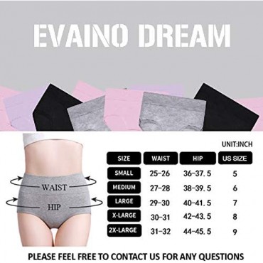 Evaino Dream Women’s Cotton Underwear High Waist Full Coverage Brief Comfortable Lady Panties 4 Packs
