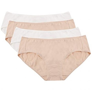 Hesta Women's Organic Cotton Basic Panties Underwear 4 Pack (Large 2white/2natural)