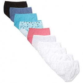 JUST MY SIZE Women's Plus Size Cool Comfort Cotton Brief 10-Pack