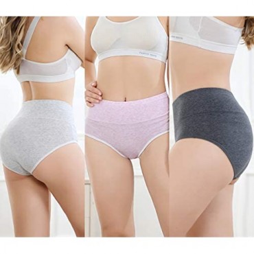 Kissage Womens Cotton Stretch Underwear Panty High Waist Underwear Comfortable Breathable Briefs Multipack