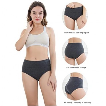 Kissage Womens Cotton Stretch Underwear Panty High Waist Underwear Comfortable Breathable Briefs Multipack