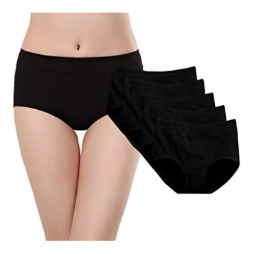 Lashapear Womens Mid-Rise Cotton Stretch Classic Underwear Briefs Panties 5 Pack