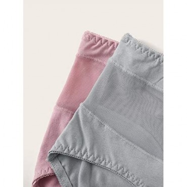 MakeMeChic Women's 3packs Solid High Waist Panty Underwear Set