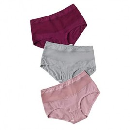 MakeMeChic Women's 3packs Solid High Waist Panty Underwear Set