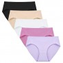 No Show Underwear for Women Seamless High Cut Briefs Mid-waist Soft No Panty Lines Pack of 5