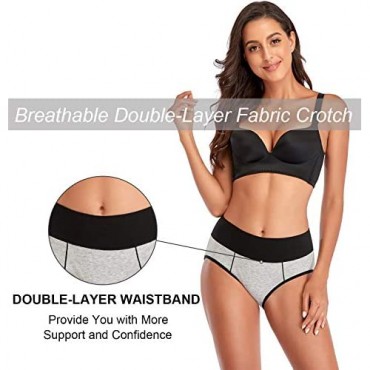 QovoQ Women's Cotton Underwear High Waisted Stretch Briefs Soft Comfy Ladies Panties MultiPack