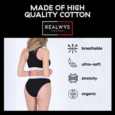Realwys Womens Cotton Hipster Underwear Breathable Brief Panties For Women Pack-5
