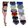 Sexy Basics Women's 12 Pack Cotton Brief Soft Underwear/Full Coverage Fancy Lace Trim Panty Briefs -Assorted Colors & Prints