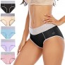 SLLIE Women's High Waisted Cotton Underwear Full Coverage Briefs Soft Stretch Colorful Ladies Panties 5 Pack