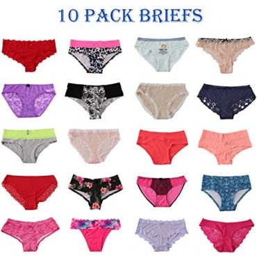 WDX Variety Panties for Women Briefs Sexy Underwear Pack Cotton Boyshorts Bikinis Hipster (10 Pack)