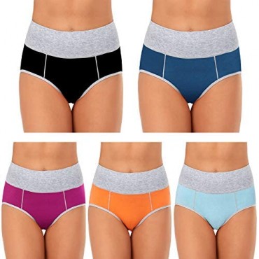 Women's Cotton Underwear High Waisted Full Coverage Briefs Soft Stretch Ladies Panties Multipack Regular & Plus Size