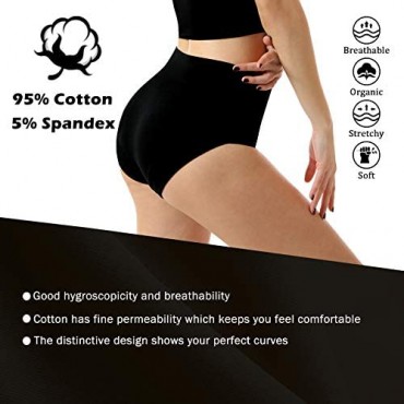 Women's High Waisted Underwear Soft cotton Full Breathable Panties Stretch Briefs