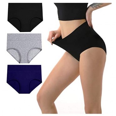 Women's High Waisted Underwear Soft cotton Full Breathable Panties Stretch Briefs