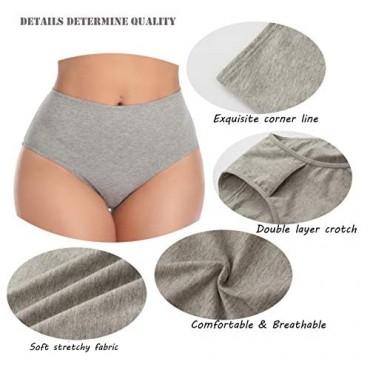 Womens Underwear Cotton High Waist Soft Breathable Stretchy Briefs Comfortable Panties for Ladies(Multicolor)
