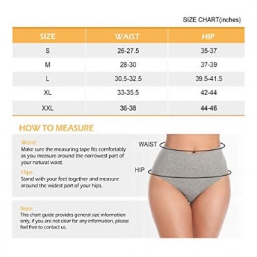 Womens Underwear Cotton High Waist Soft Breathable Stretchy Briefs Comfortable Panties for Ladies(Multicolor)