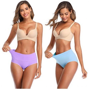 Womens Underwear No Muffin Top Full Coverage Cotton Underwear Briefs Soft Stretch Breathable Ladies Panties for Women