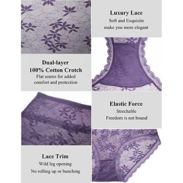AIDI Goose Lace Underwear for Women Sexy Hipster Boy Short Mid-Waist Panties 6-Pack