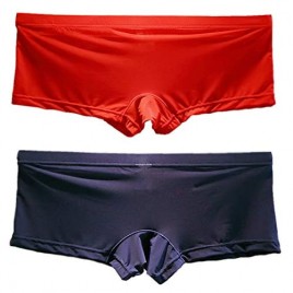BaiTao Women’s Underwear Ice Silk Solid Sexy Panties 2 Pack Soft Comfort Boy Shorts