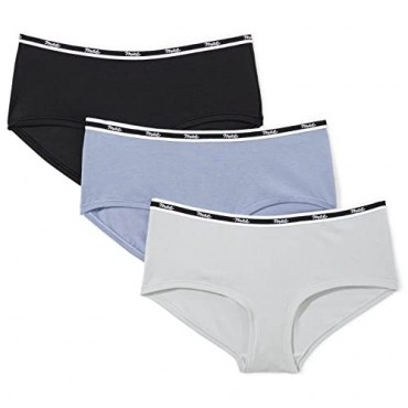 Brand - Mae Women's Matte Logo Elastic Modal Boyshort Underwear 3 Pack