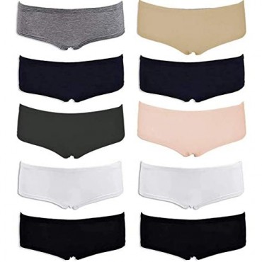 Emprella Women’s Boyshort Panties (10-Pack) Comfort Ultra-Soft Cotton Underwear