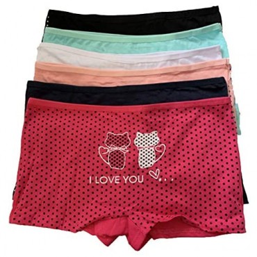 Fashion 6 pcs Women Cat Back Print Stretch Boyshorts Underwear Panties MLXL (M)
