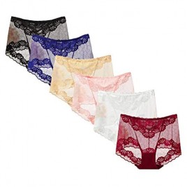 Lace Boyshort Panties for Women Sexy Sheer Hipster Underwear(Asian Size)