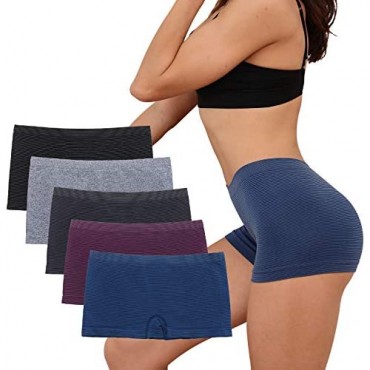 LALESTE Women's Boyshort Panties Seamless Underwear No Show Cheeky Panty Soft Stretch Boxer Briefs Multi (Colors Packs of 5)