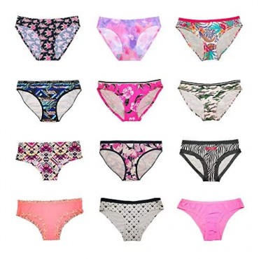 Morvia Varieties of Women Hipster Briefs Boyshorts Bikinis Pack Underwear With Coverage Stretchy Cotton Lacy Panties