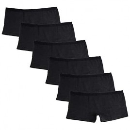 Nightaste Women's Soft Cotton Boyshorts Panties Pack of 6pcs Ladies' Low Rise Sporty Boxer Briefs Underwear
