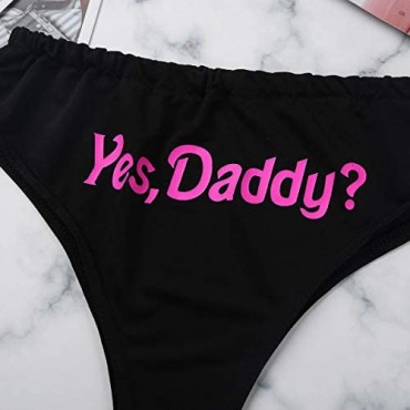 Nimiya Women's Yes Daddy Letter Printing Briefs Panties Naughty Knickers Boyshorts Underwear