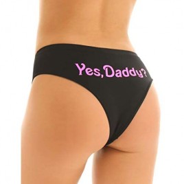 Nimiya Women's Yes Daddy Letter Printing Briefs Panties Naughty Knickers Boyshorts Underwear