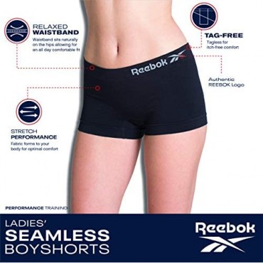 Reebok Women's Underwear - Seamless Microfiber Boyshort Panties (2 Pack)