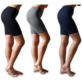 Sexy Basics Womens 3 Pack Buttery Soft Brushed Active Stretch Yoga Bike Short Boxer Briefs